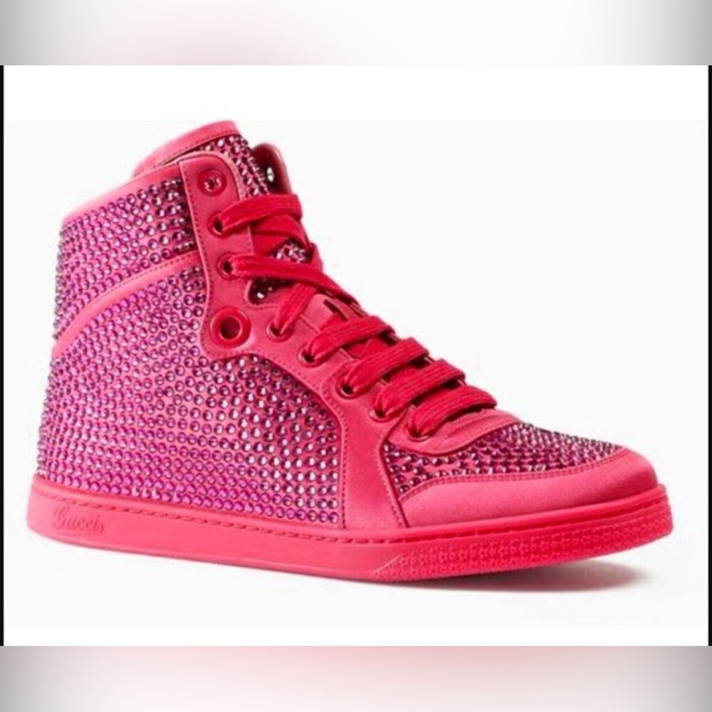 Gucci High top crystal sneakers.